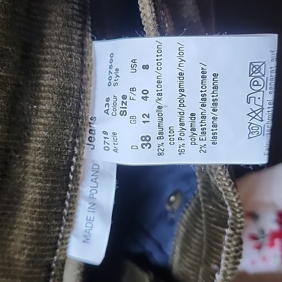 Canbio Jeans Sz 8 Hunter Green Corduroy Gaucho or Mid Calf Pants - Picture 5 of 5